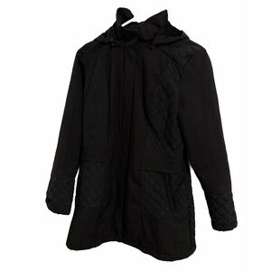 Liverpool Jeans Black Quilted Zip Jacket w/ Hood
